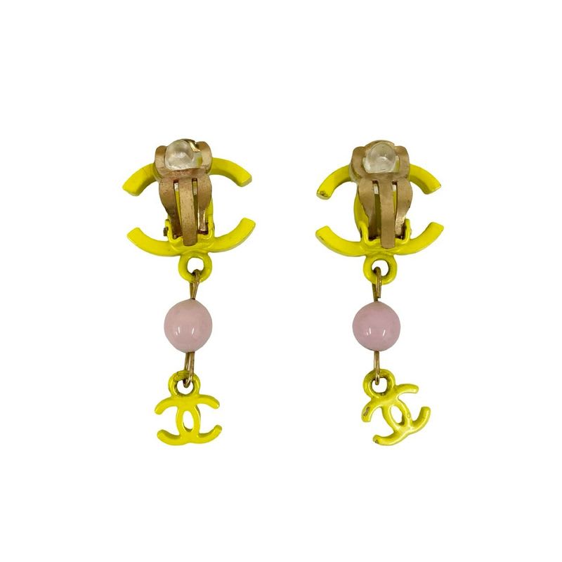 Chanel Coco Mark Motif Plastic Earrings Ear Cuff Accessory Gold 03S — view 5