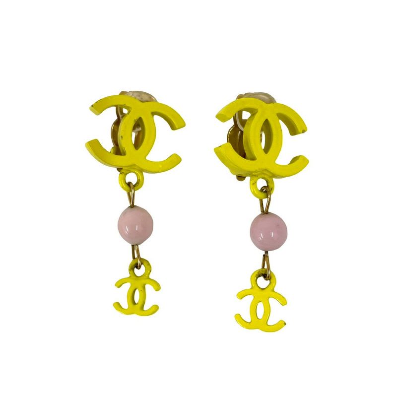 Chanel Coco Mark Motif Plastic Earrings Ear Cuff Accessory Gold 03S — view 4