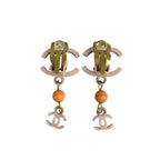 Chanel Coco Mark Motif Earrings Ear Cuff Accessories Gold Pink 03S — view 5