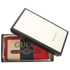 Gucci Tricolor Print Zip Around Wallet Canvas Leather Red Long — view 2