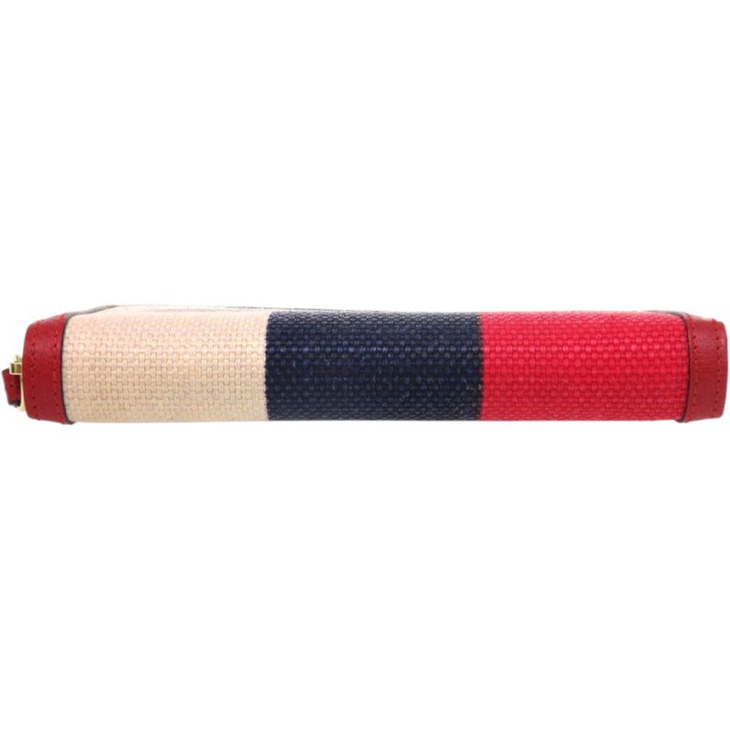 Gucci Tricolor Print Zip Around Wallet Canvas Leather Red Long — view 5