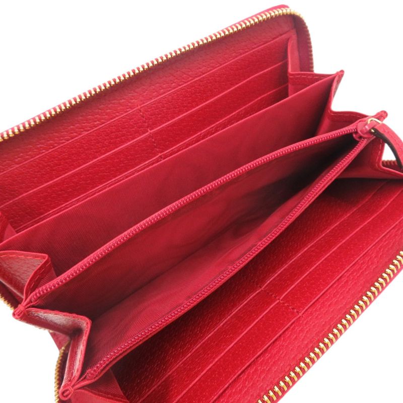 Gucci Tricolor Print Zip Around Wallet Canvas Leather Red Long — view 7