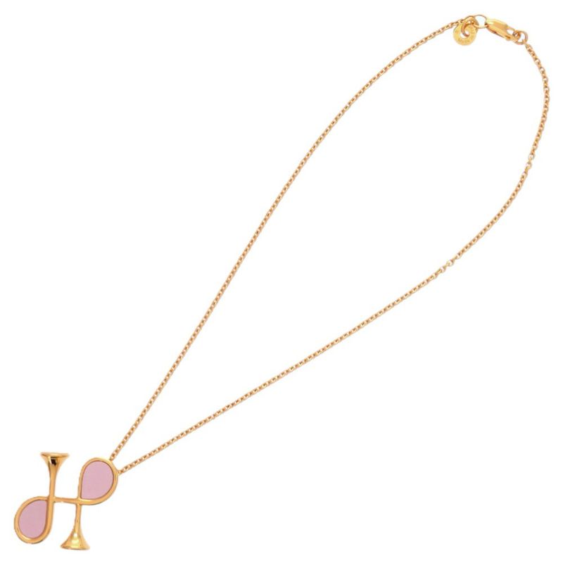 Hermes Col H GP Swift Mauve Pale Gold Hardware Necklace 0834 — view 5