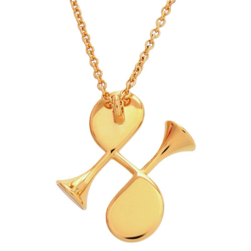 Hermes Col H GP Swift Mauve Pale Gold Hardware Necklace 0834 — view 4