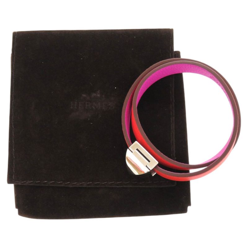 Hermes Dubretour Infini Medor Leather Metal Orange Purple Bicolor Bracelet 0160 — view 3