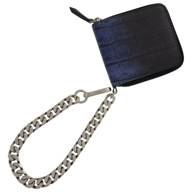 Fendi Chain 7 M0197 Leather Blue Bifold Wallet 1367 — view 4