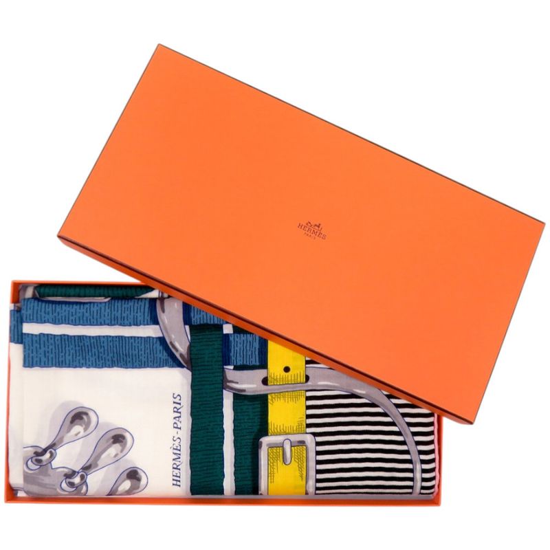 Hermes Carre Geant 140 MORS A Jouets Horsebit Cashmere Silk Black Scarf — view 2