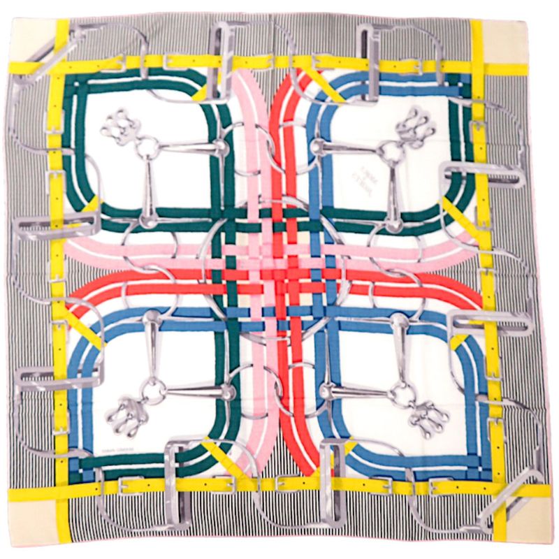 Hermes Carre Geant 140 MORS A Jouets Horsebit Cashmere Silk Black Scarf — view 3