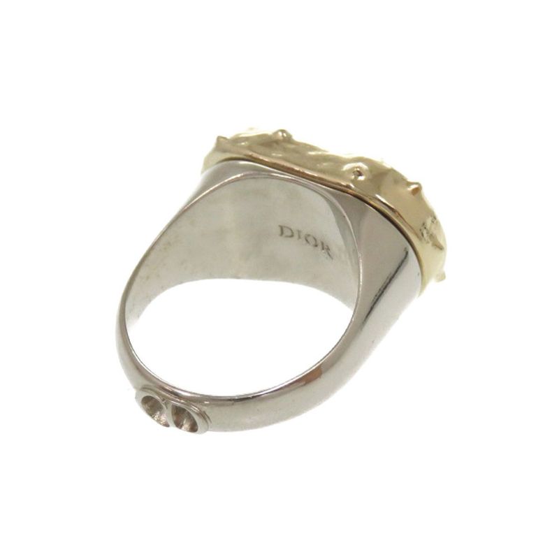 Christian Dior CD Floral Ring Metal Gold Silver Accessories 2327 — view 3