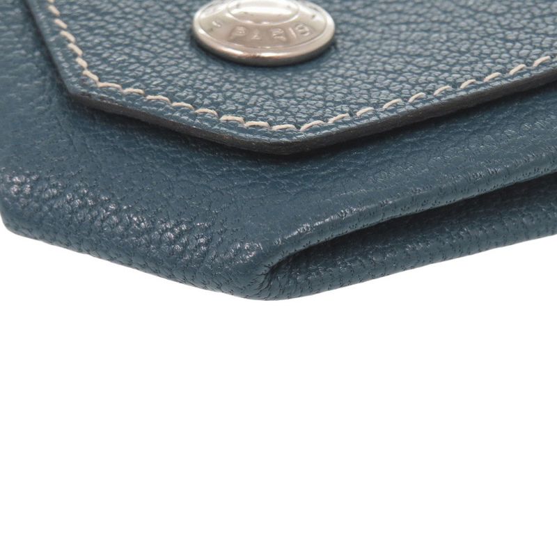 Hermes Le Vencatre Chevre Silver Hardware Stamped H Coin Case Blue 1208 — view 3