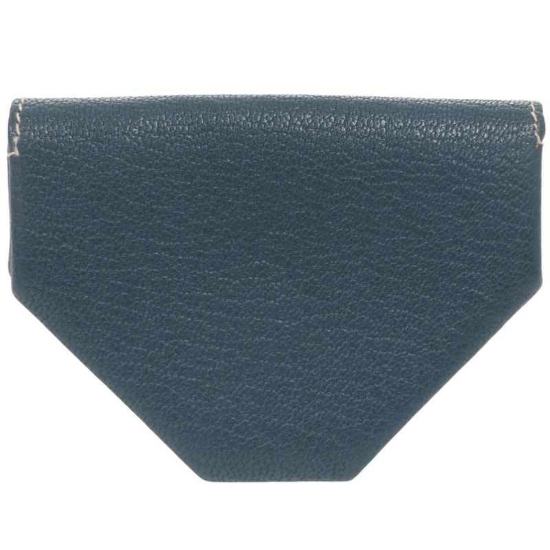 Hermes Le Vencatre Chevre Silver Hardware Stamped H Coin Case Blue 1208 — view 2