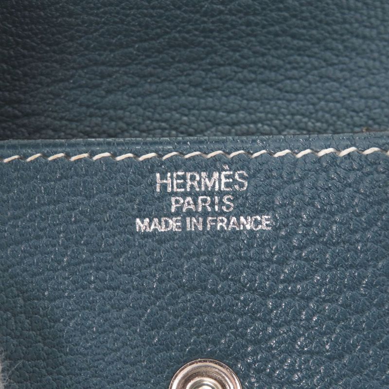 Hermes Le Vencatre Chevre Silver Hardware Stamped H Coin Case Blue 1208 — view 6