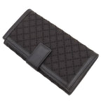 Gucci Long Wallet Diamante Fabric Leather Wool Black and Brown Gold Hardware — view 2