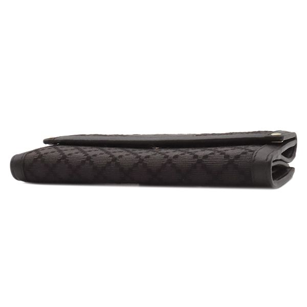Gucci Long Wallet Diamante Fabric Leather Wool Black and Brown Gold Hardware — view 3