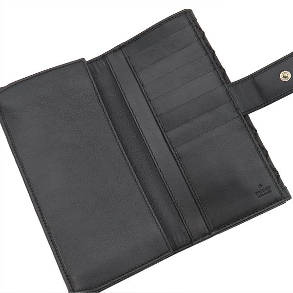Gucci Long Wallet Diamante Fabric Leather Wool Black and Brown Gold Hardware — view 8