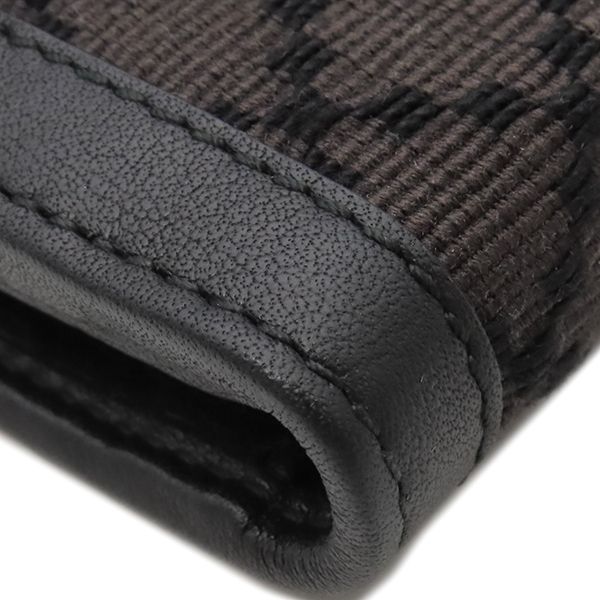 Gucci Long Wallet Diamante Fabric Leather Wool Black and Brown Gold Hardware — view 4