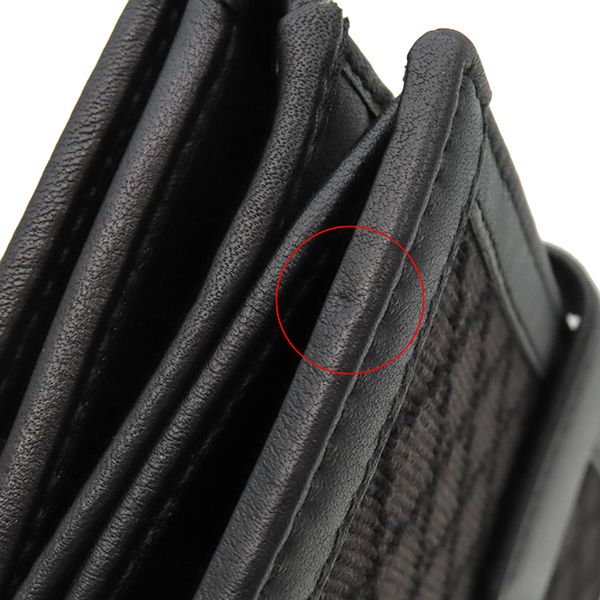 Gucci Long Wallet Diamante Fabric Leather Wool Black and Brown Gold Hardware — view 5