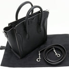 Celine Hand Tote Shoulder Bag Luggage Nano Shopper Drummed Calfskin Black 2-Way — view 4