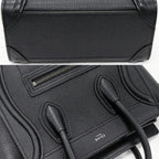 Celine Hand Tote Shoulder Bag Luggage Nano Shopper Drummed Calfskin Black 2-Way — view 6