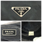 Prada Tessuto Triangle Logo Plate Black Silver Hardware Nylon Leather — view 4