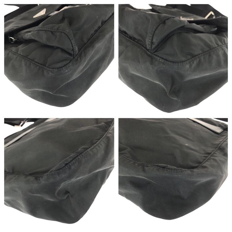 Prada Tessuto Triangle Logo Plate Black Silver Hardware Nylon Leather — view 3