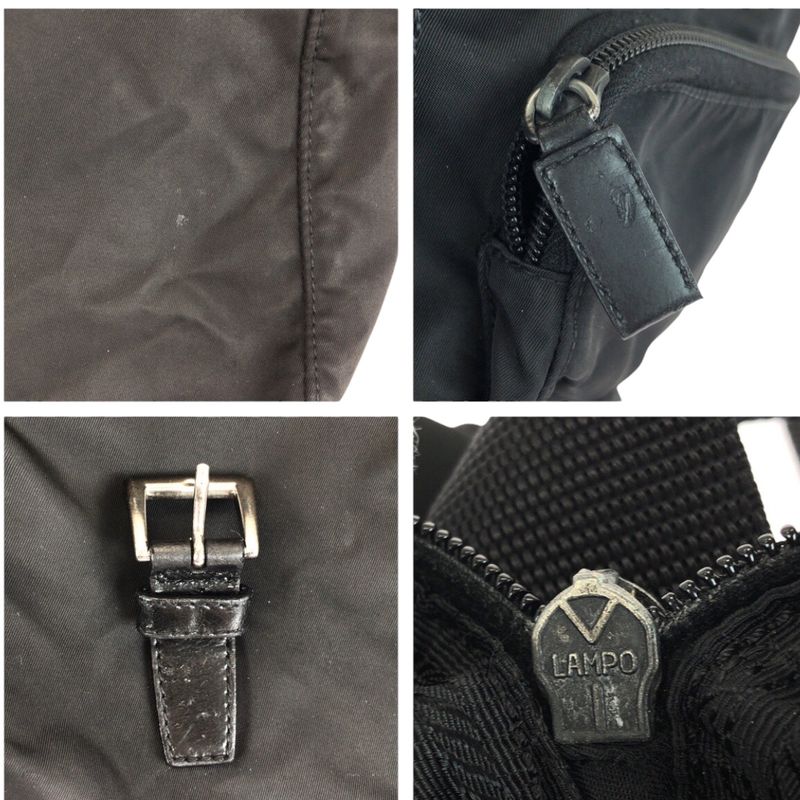 Prada Tessuto Triangle Logo Plate Black Silver Hardware Nylon Leather — view 5