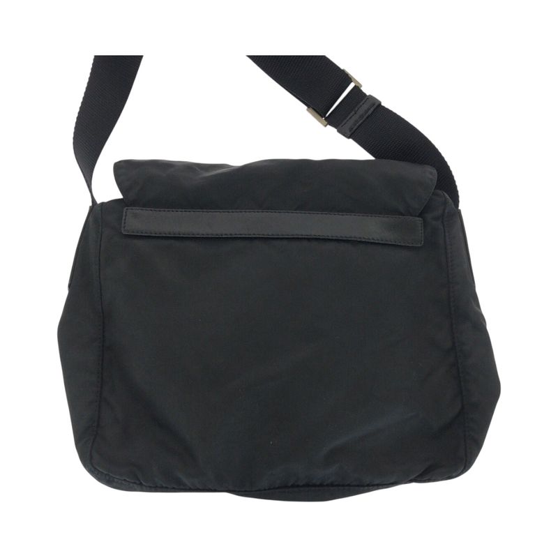 Prada Tessuto Triangle Logo Plate Black Silver Hardware Nylon Leather — view 2