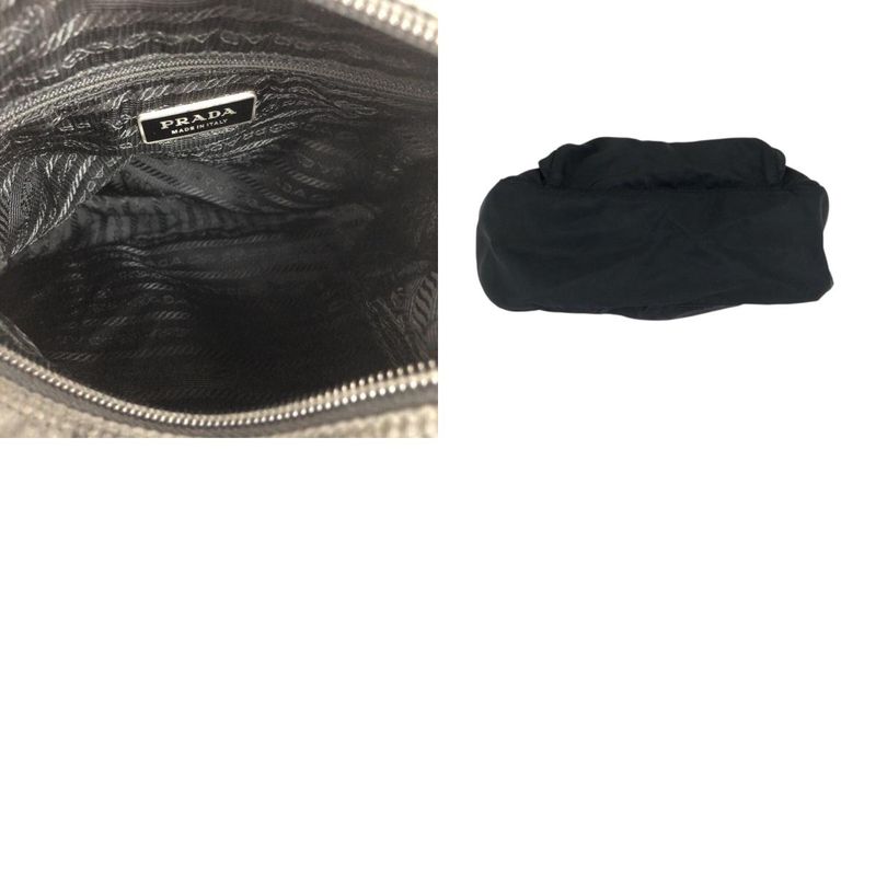 Prada Tessuto Triangle Logo Plate Black Silver Hardware Nylon Leather — view 9