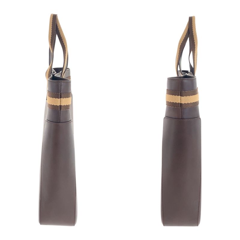Gucci Sherry Line Brown Beige Silver Hardware Leather Tote Bag Handbag — view 8