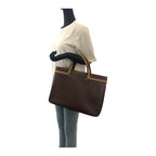 Gucci Sherry Line Brown Beige Silver Hardware Leather Tote Bag Handbag — view 7