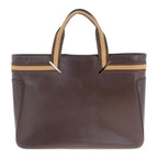 Gucci Sherry Line Brown Beige Silver Hardware Leather Tote Bag Handbag — view 2