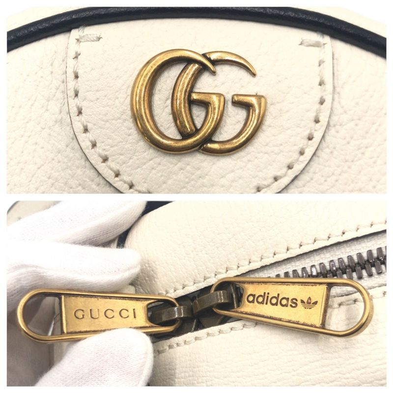 Gucci Adidas Collaboration Marmont White Black Leather Shoulder Bag — view 5