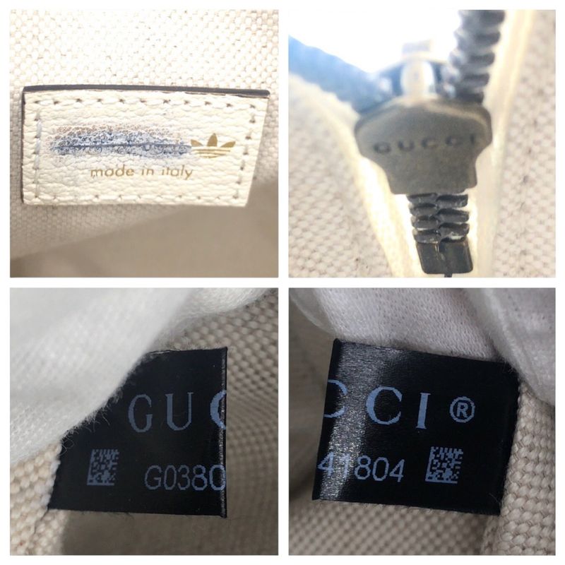 Gucci Adidas Collaboration Marmont White Black Leather Shoulder Bag — view 4