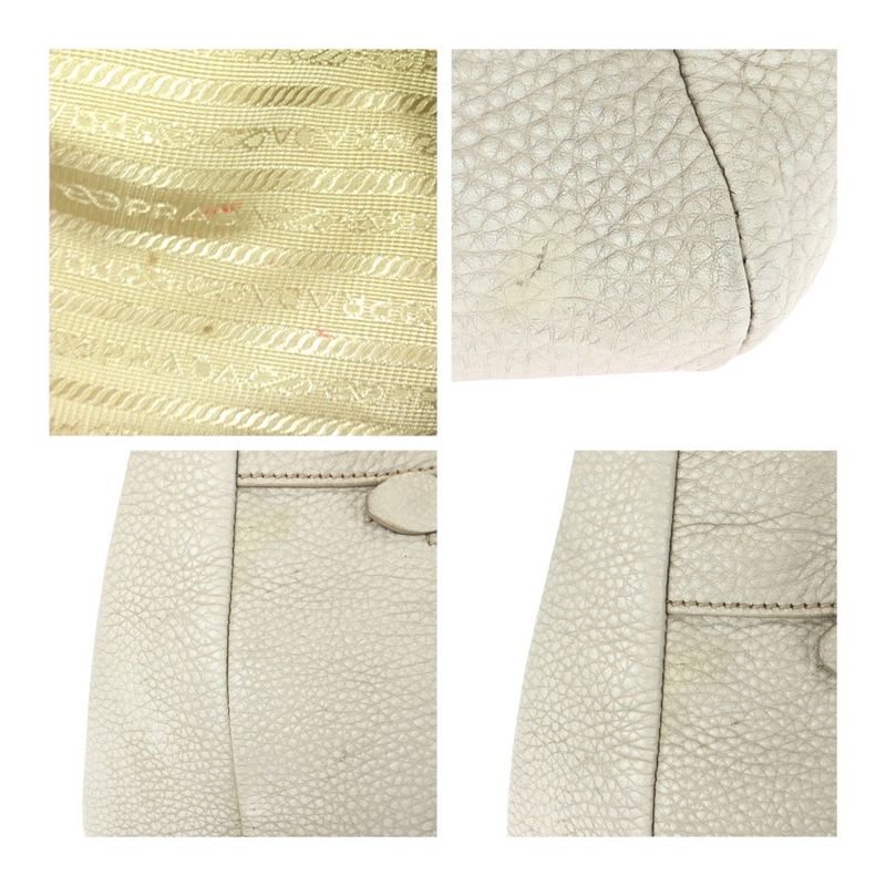 Prada Vitello Off White Ivory Gold Hardware Leather Tote Handbag — view 5