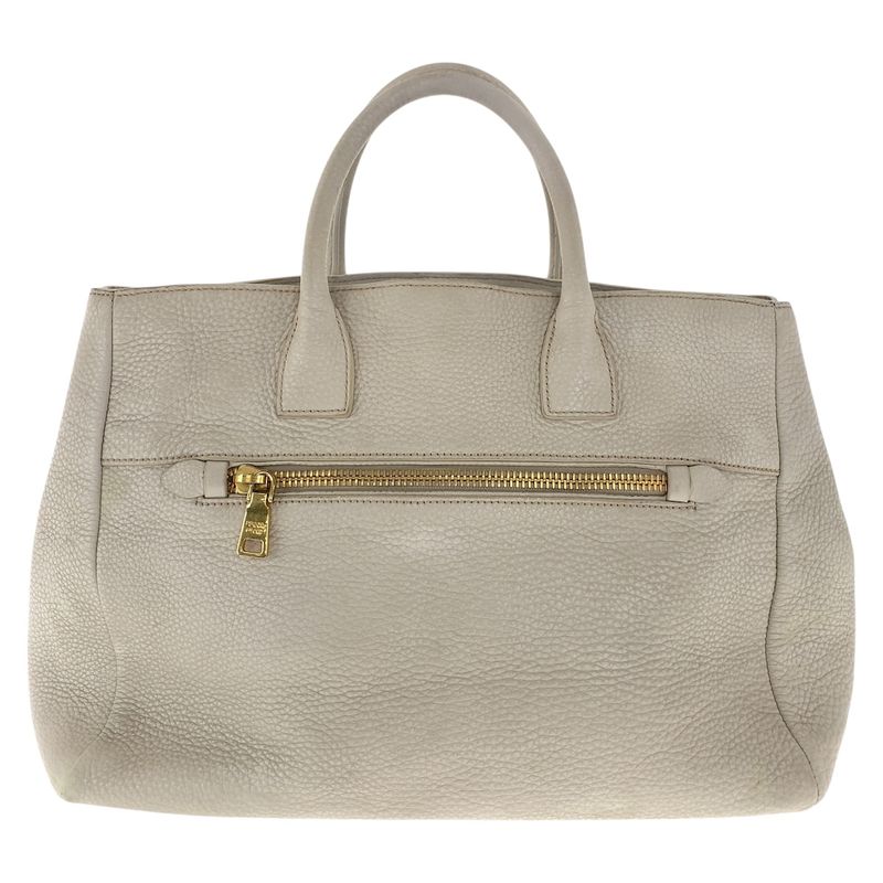 Prada Vitello Off White Ivory Gold Hardware Leather Tote Handbag — view 2
