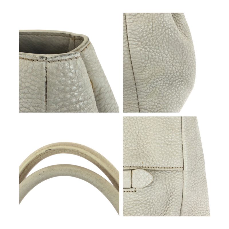 Prada Vitello Off White Ivory Gold Hardware Leather Tote Handbag — view 6