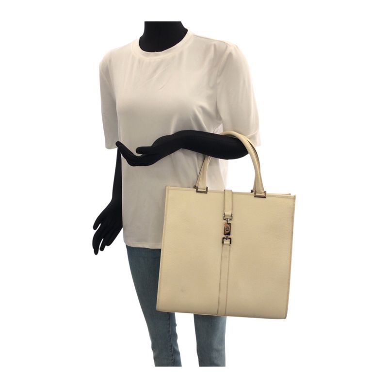 Gucci Jackie White Ivory Silver Hardware Leather 002 1064 Tote Bag Handbag — view 7