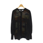 Hermes Serie Button Scarf Pattern Cardigan Knit Long Sleeves Wool Silk 38 Black — view 2