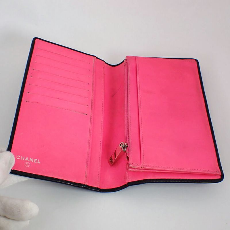 Chanel Cambon Line Black and Pink Long Wallet — view 4