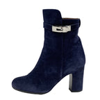 Hermes Boots Short Shoes Suede Navy Silver Kelly Hardware — view 3