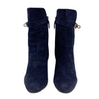 Hermes Boots Short Shoes Suede Navy Silver Kelly Hardware — view 2