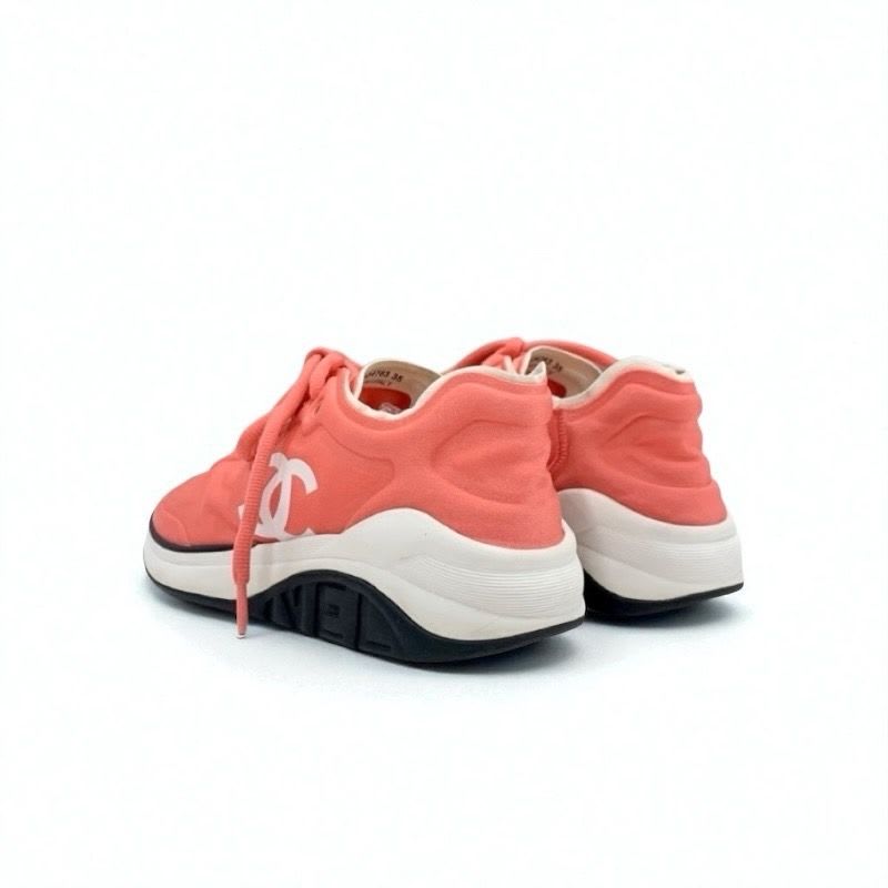 Chanel Sneakers Shoes Fabric Pink White Coco Mark — view 4