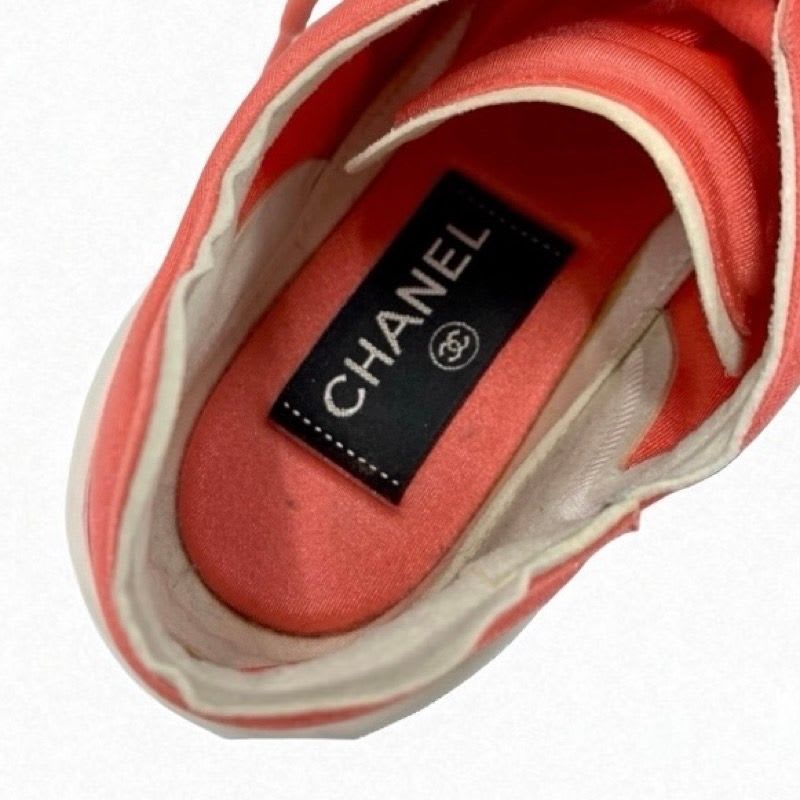 Chanel Sneakers Shoes Fabric Pink White Coco Mark — view 7