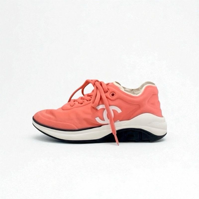 Chanel Sneakers Shoes Fabric Pink White Coco Mark — view 3