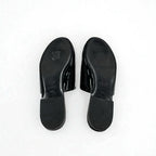 Chanel Flat Shoes Patent Fabric Black Gold Mule Logo Lame — view 6