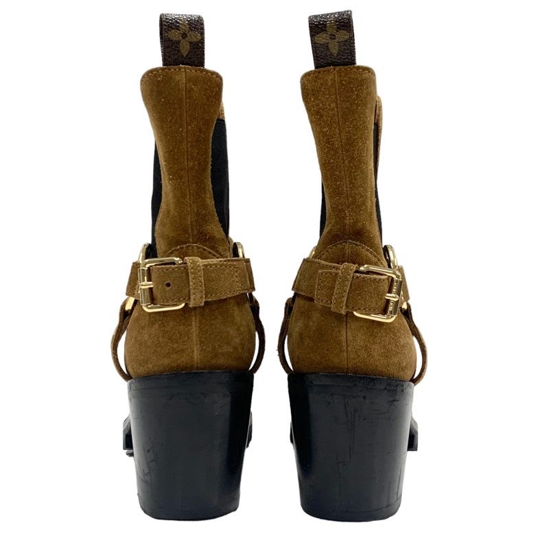 Louis Vuitton Limitless Line Boots Short Shoes Suede Brown Black — view 5