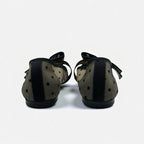 Christian Dior Ja Flat Shoes Mesh Fabric Black Logo Dot Ribbon Rhinestone — view 4