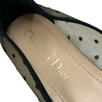 Christian Dior Ja Flat Shoes Mesh Fabric Black Logo Dot Ribbon Rhinestone — view 7