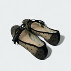 Christian Dior Ja Flat Shoes Mesh Fabric Black Logo Dot Ribbon Rhinestone — view 5