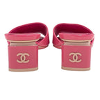 Chanel Sandals Shoes Patent Pink Mule Coco Mark — view 5